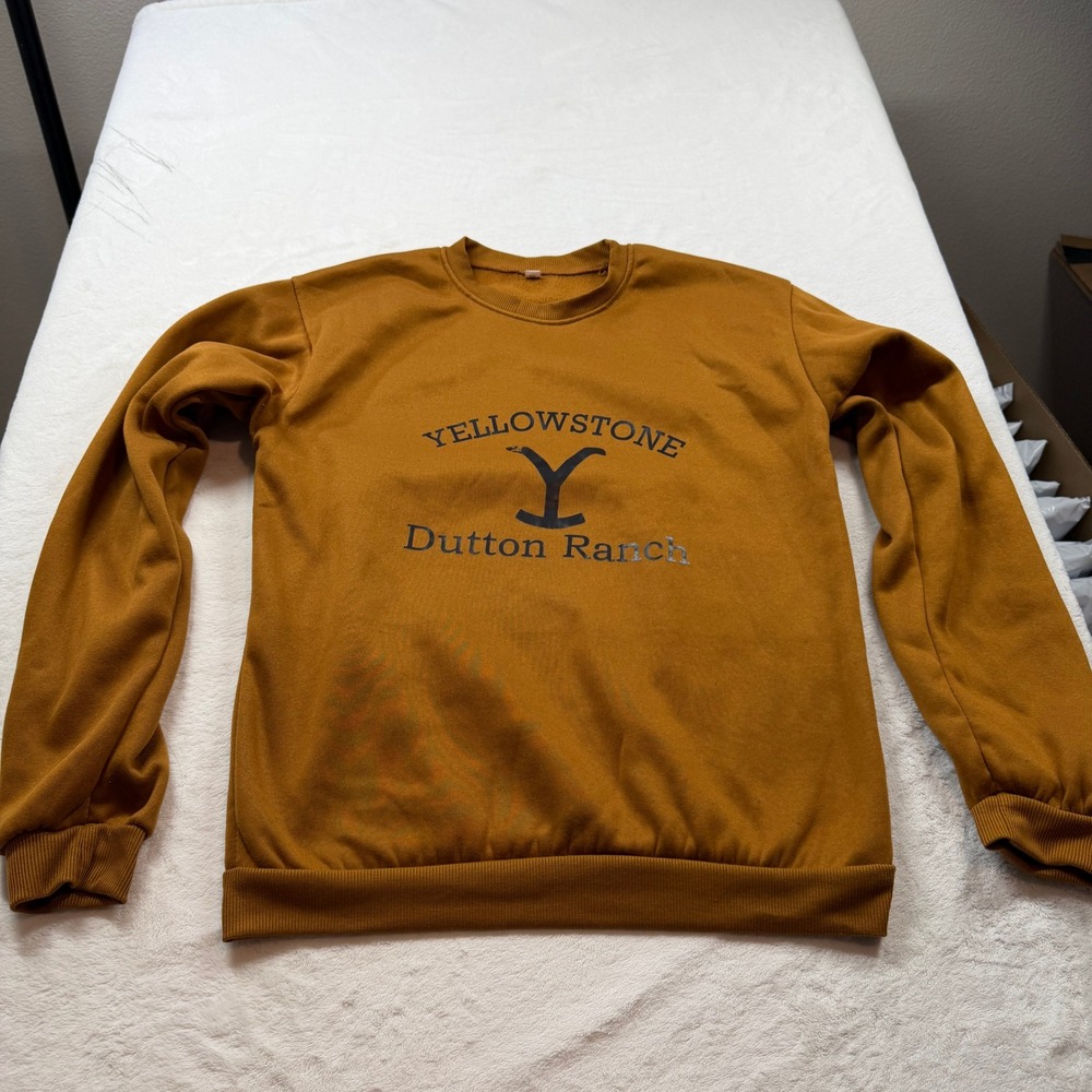 Yellowstone Dutton Ranch Sweatshirt Mens XL Gold‎ Good Graphic Crewneck Pullover